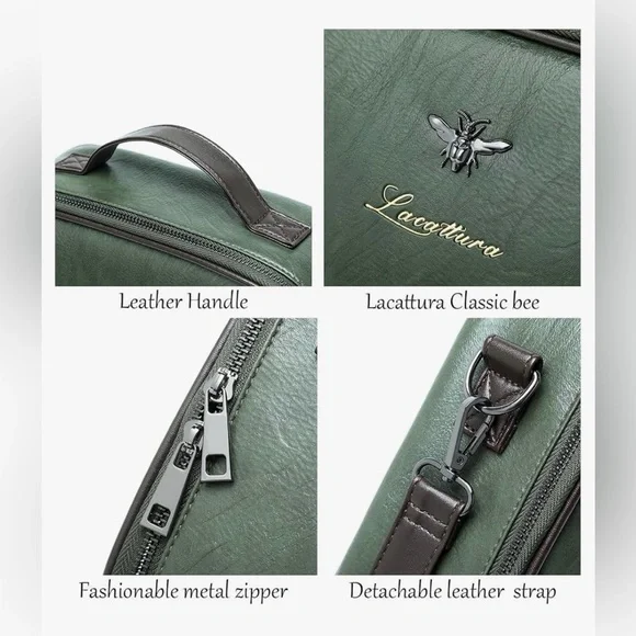 LACATTURA Travel Makeup bag, Leather Makeup Train Case - NWOT - Picture 3 of 13